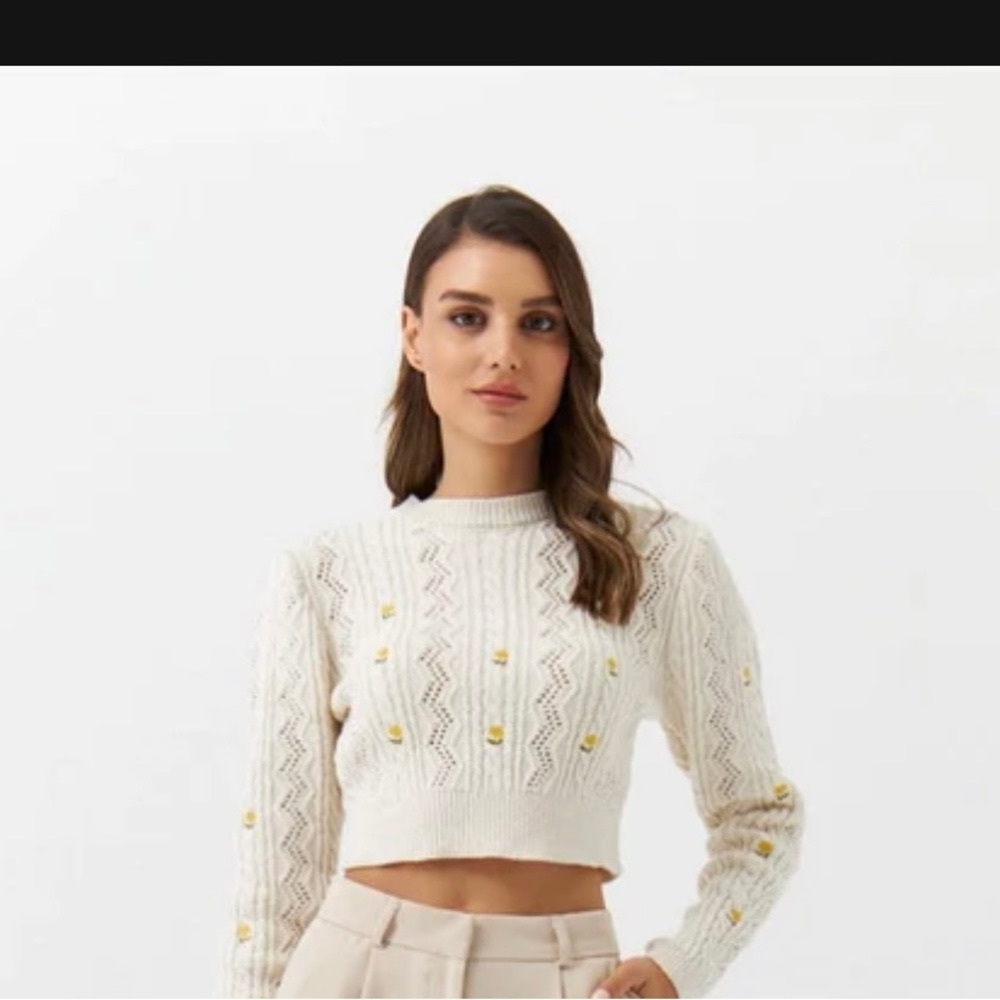 Zara floral embroidered knit sweater - Picture 2 of 3